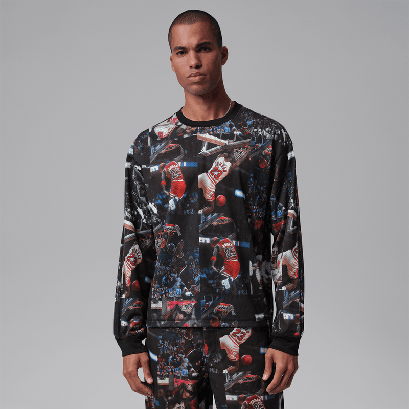 Jordan Flight Men's Printed Long-Sleeve Jersey 'Black'