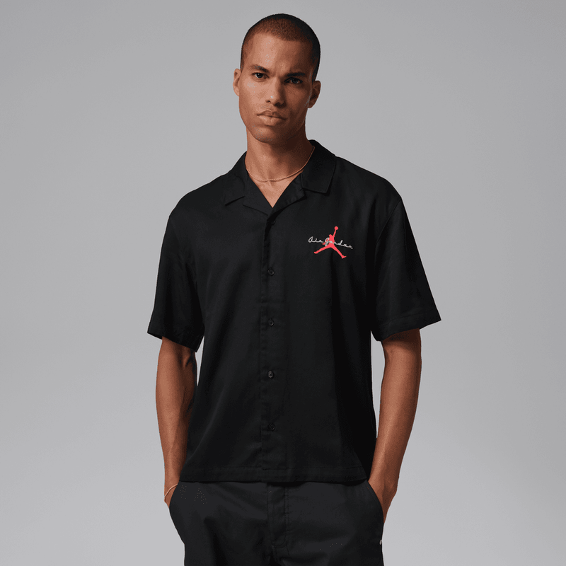 Jordan Brooklyn Men's Bowling Shirt 'Black/Infrared'