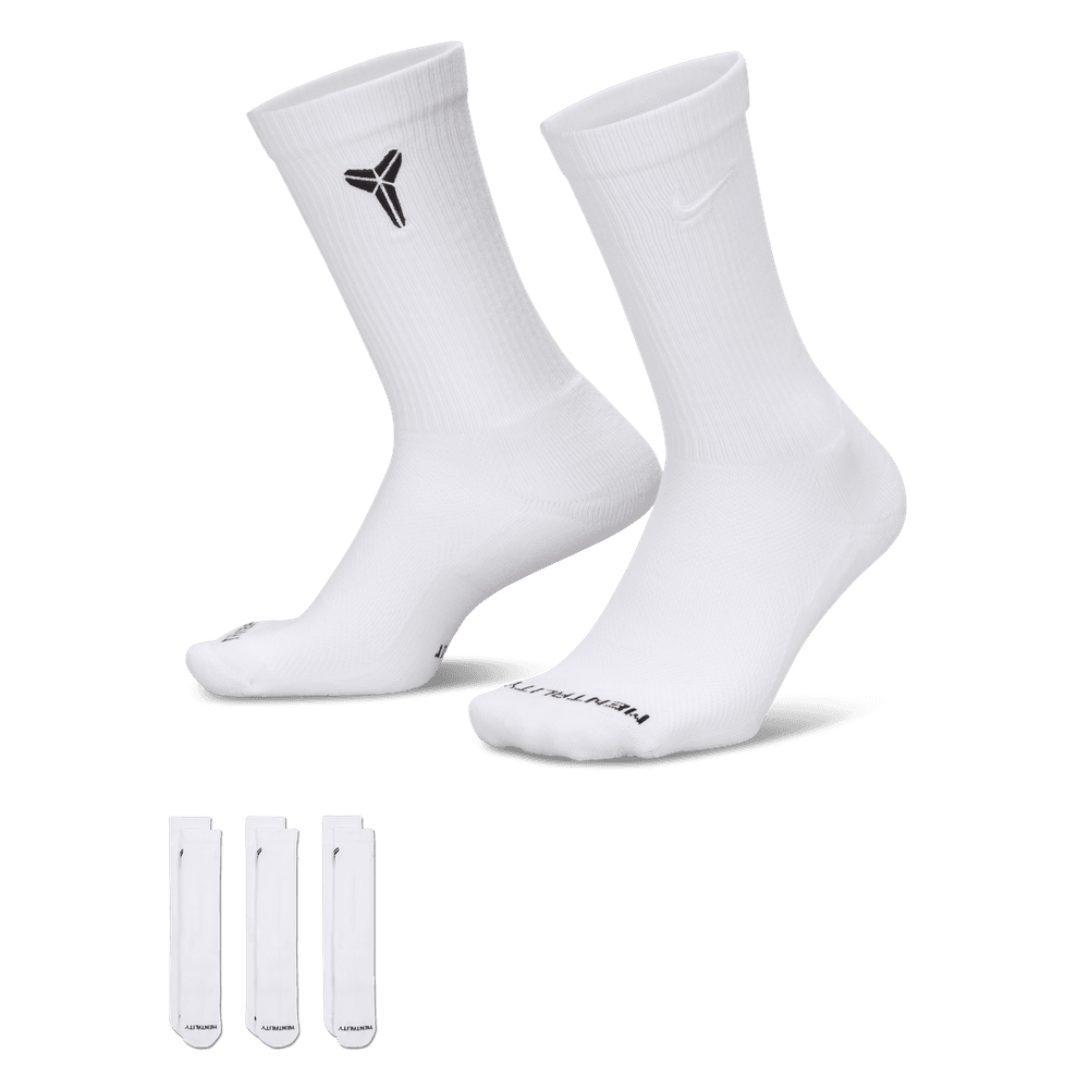 Kobe Bryant Nike Everyday Elevated "Kobe" Crew Socks (3 Pairs) 'White'