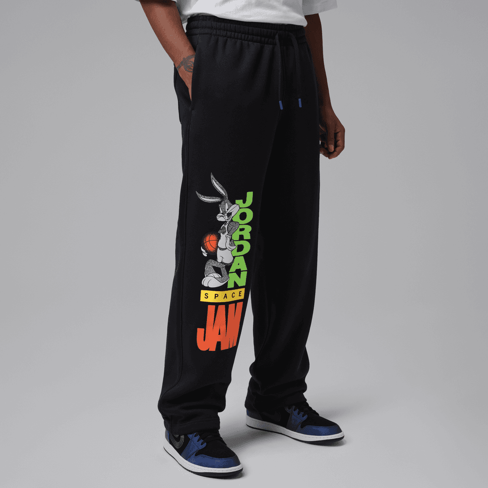 Jordan Brooklyn Space Jam Men's Fleece Open-Hem Pants 'Black'