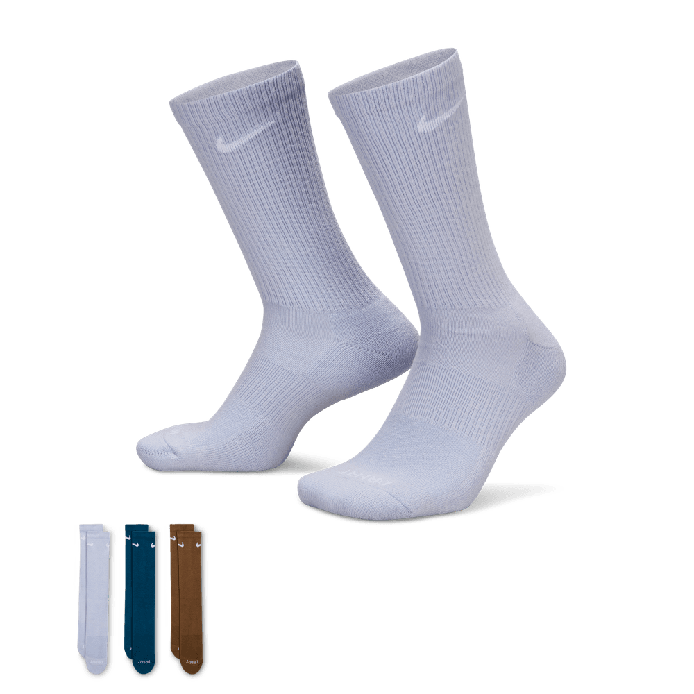Nike Everyday Plus Cushioned Training Crew Socks (3 Pairs) 'Ghost/Blue/Brown'