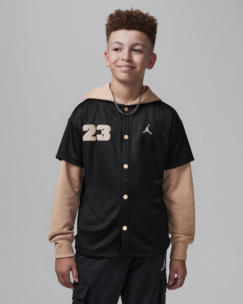 Jordan Big Kids' Hooded Jumpman Baseball Pullover 'Black'