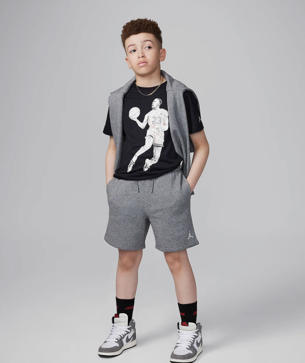 Jordan MJ Brooklyn Fleece Essentials Big Kids' Shorts 'Carbon Heather'