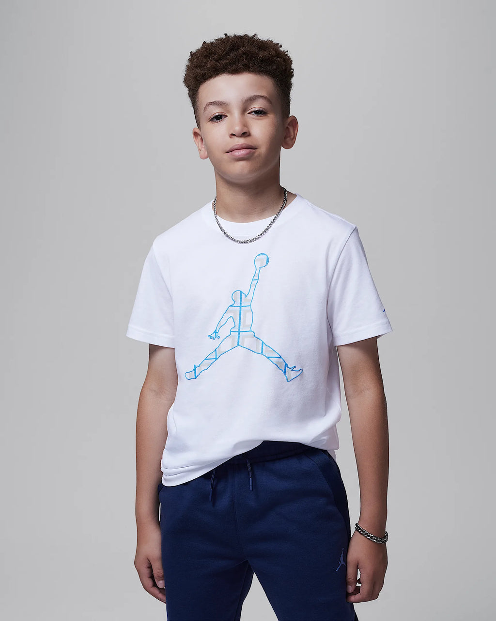 Jordan Big Kids' Plaid Jumpman T-Shirt 'White'