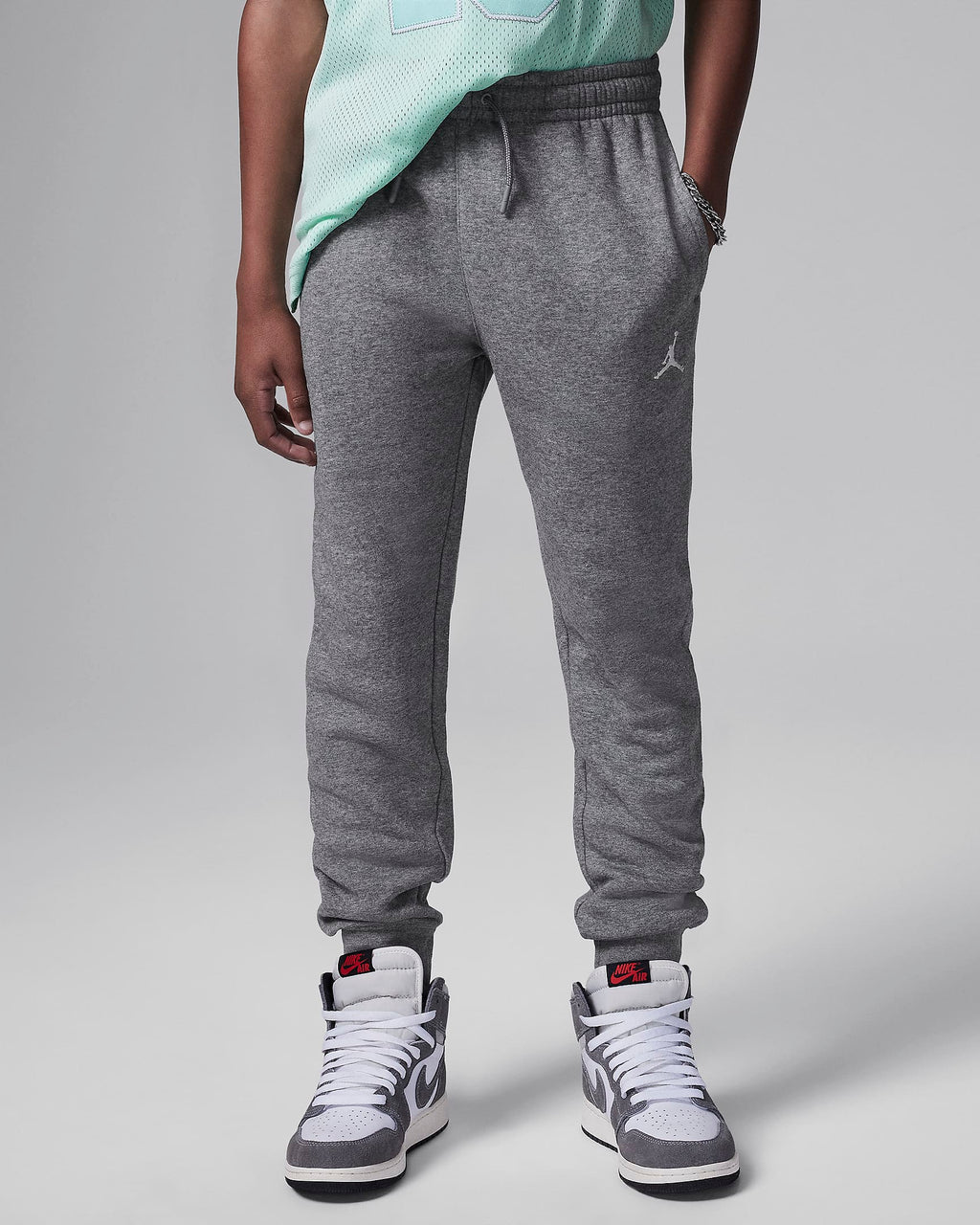 Jordan MJ Brooklyn Fleece Essentials Big Kids' Pants 'Carbon Heather'