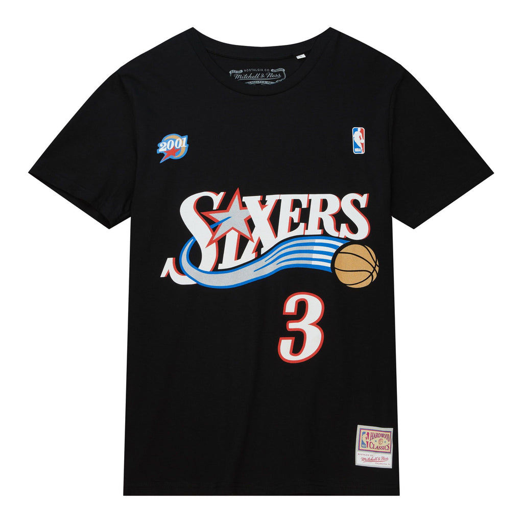 Mitchell & Ness NBA Hard Wood Classic Name & Number Tee T-shirt Allen Iverson Philadelphia 76ers 'Blue'