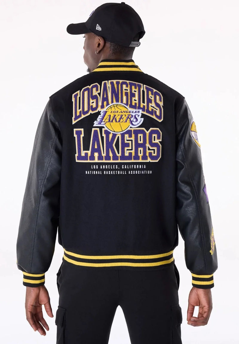 New Era NBA Los Angeles Lakers Patch Varsity Jacket 'Black'