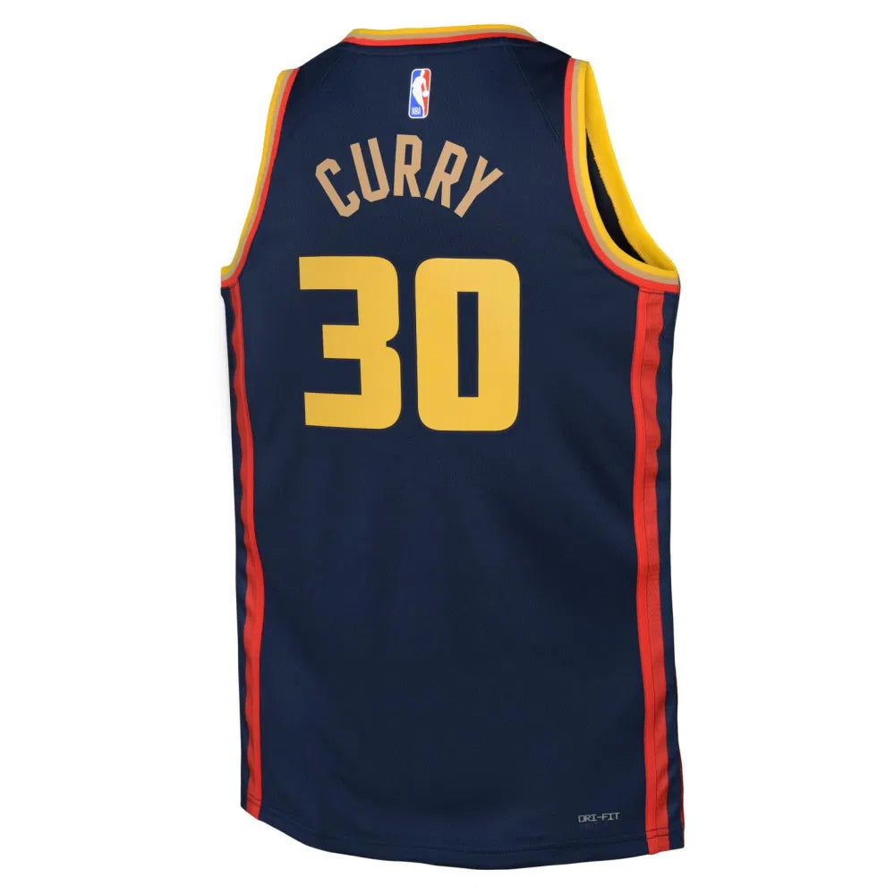 Nike Stephen Curry Golden State Warriors City Edition Boys Jersey 'Navy'