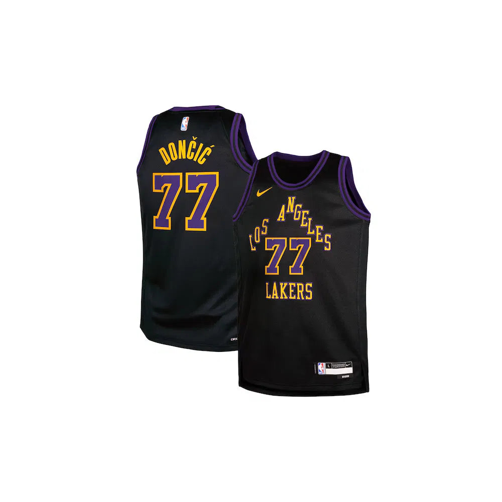 Luka Doncic Los Angeles Lakers City Edition Kids Nike NBA Swingman Jersey 'Black'