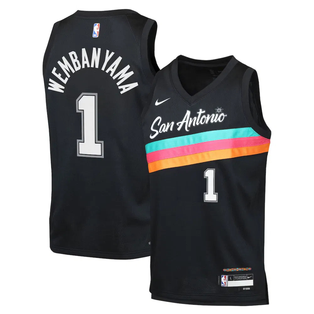 Victo Wenbanyama San Antonio Spurs City Edition Kids Nike NBA Swingman Jersey 'Black'