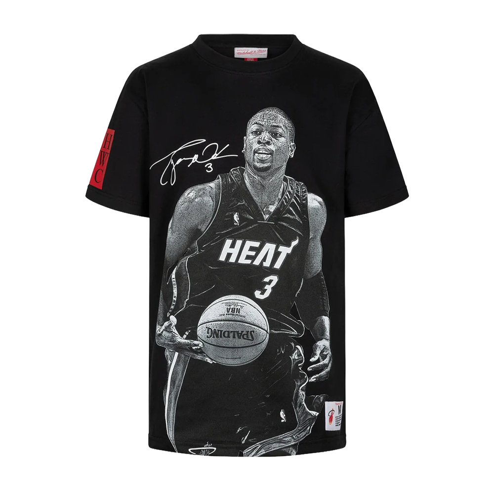 Mitchell & Ness NBA Ultimate Player Tee Vintage Logo Heat  'Dwayne Wade Black'