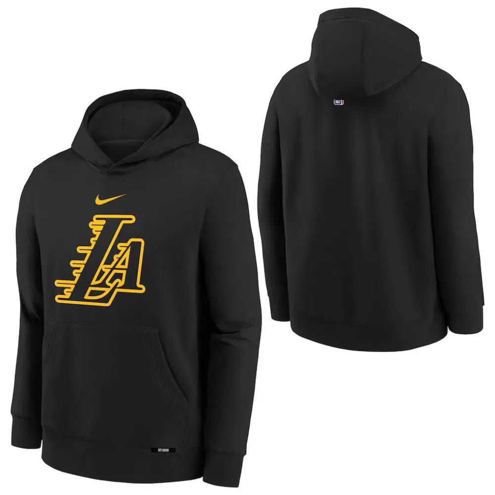 Nike Los Angeles Lakers City Edition Kids Hoodie 'Black'