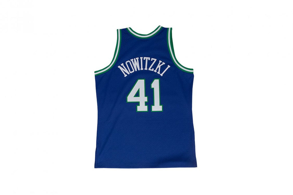 NBA Dirk Nowitzki Dallas Mavericks 1998 Mitchell & Ness Swingman 'Blue/White/Green'